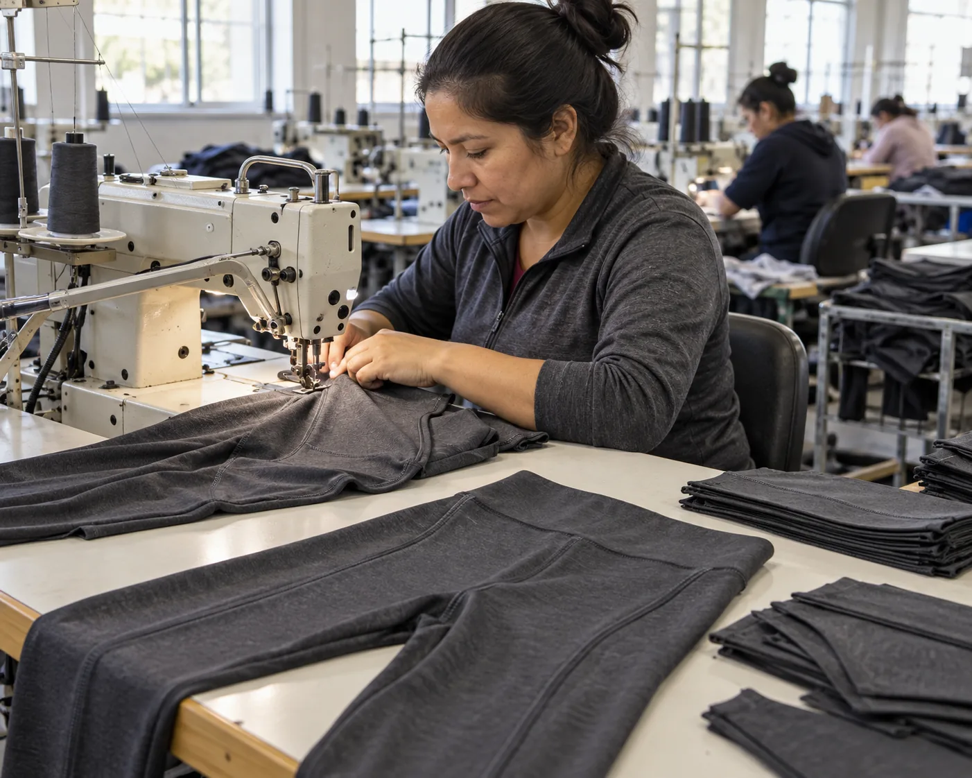 Photorealistic apparel factory documentary photograph