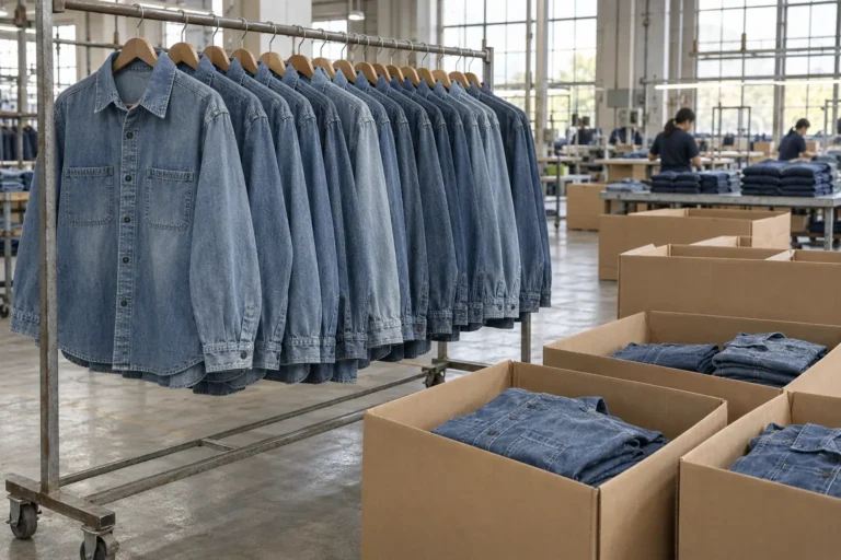 Photorealistic apparel factory documentary photograph