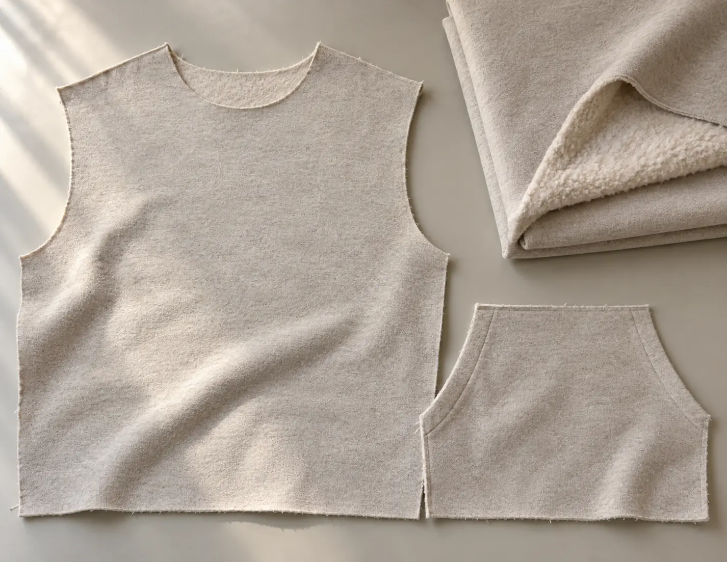 Hoodie front and separate pouch pocket arranged for placement planning