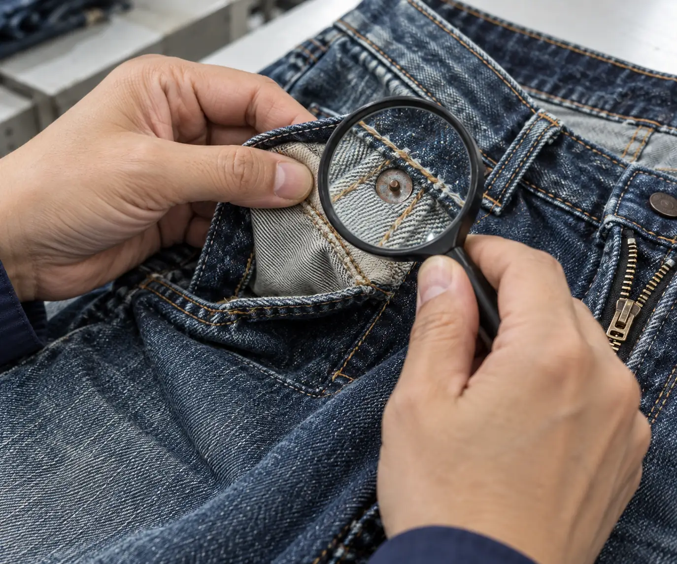 Photorealistic apparel manufacturing documentary photograph