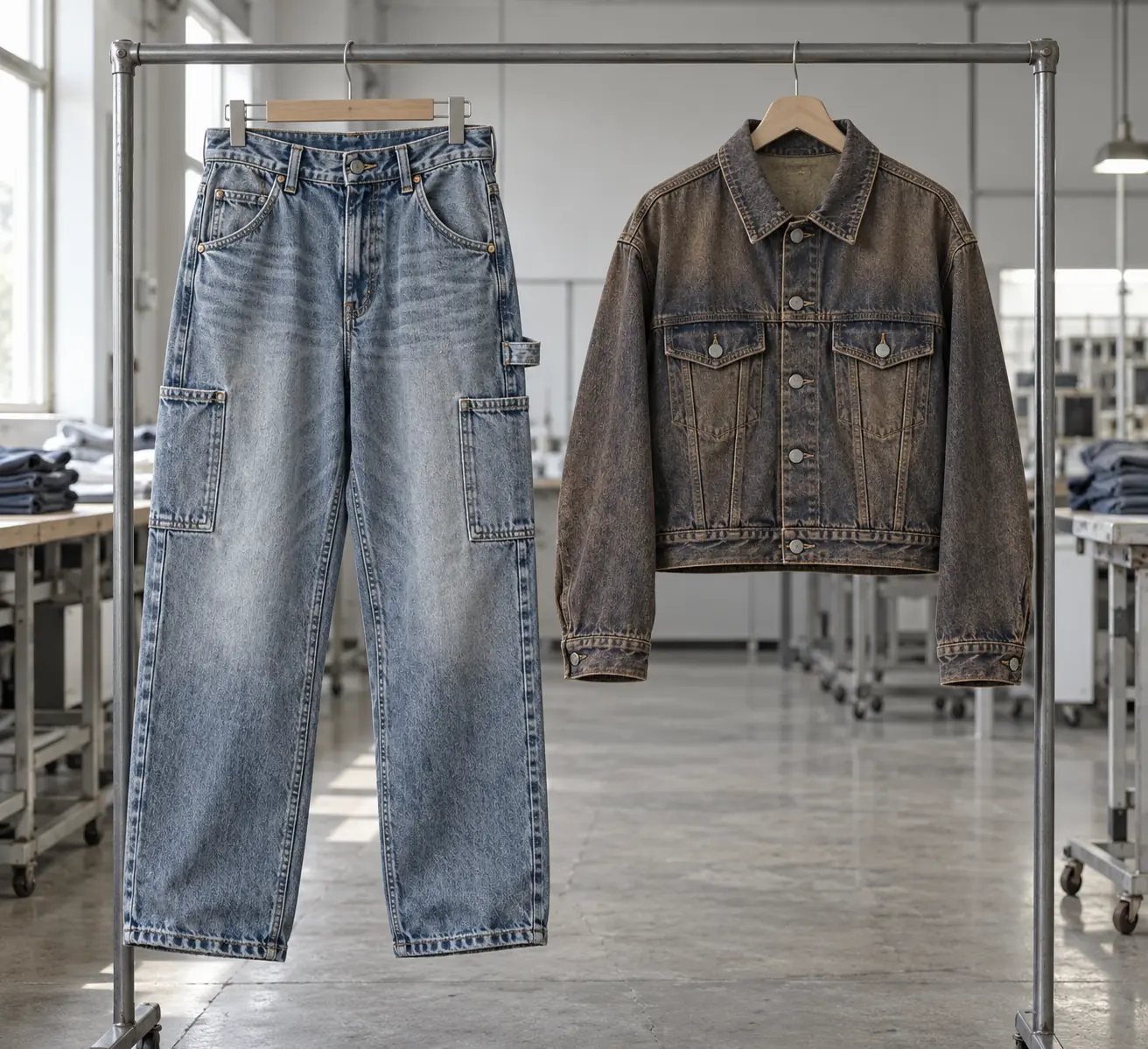 Photorealistic apparel manufacturing documentary photograph