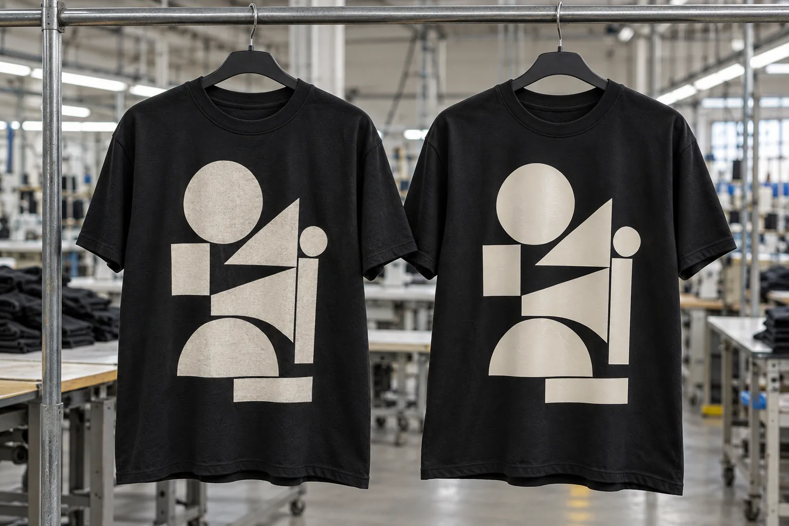 Photorealistic apparel factory documentary photograph