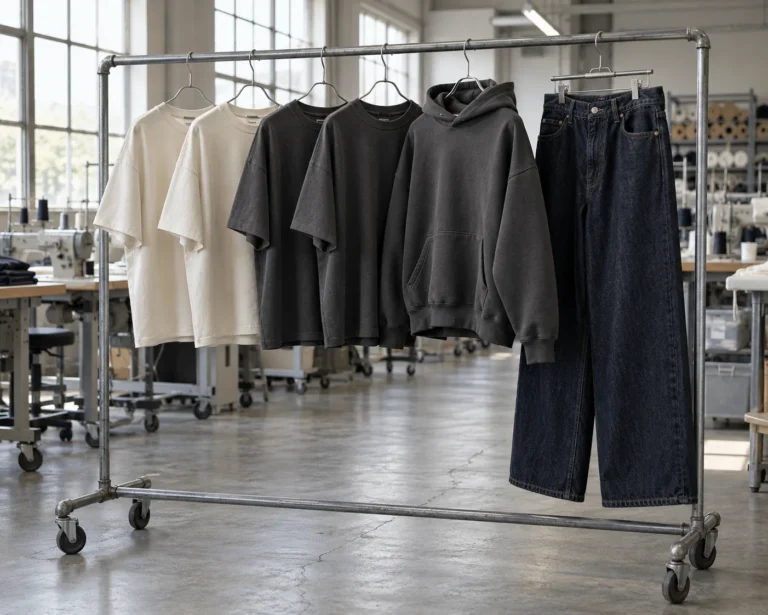 Photorealistic apparel factory documentary photograph