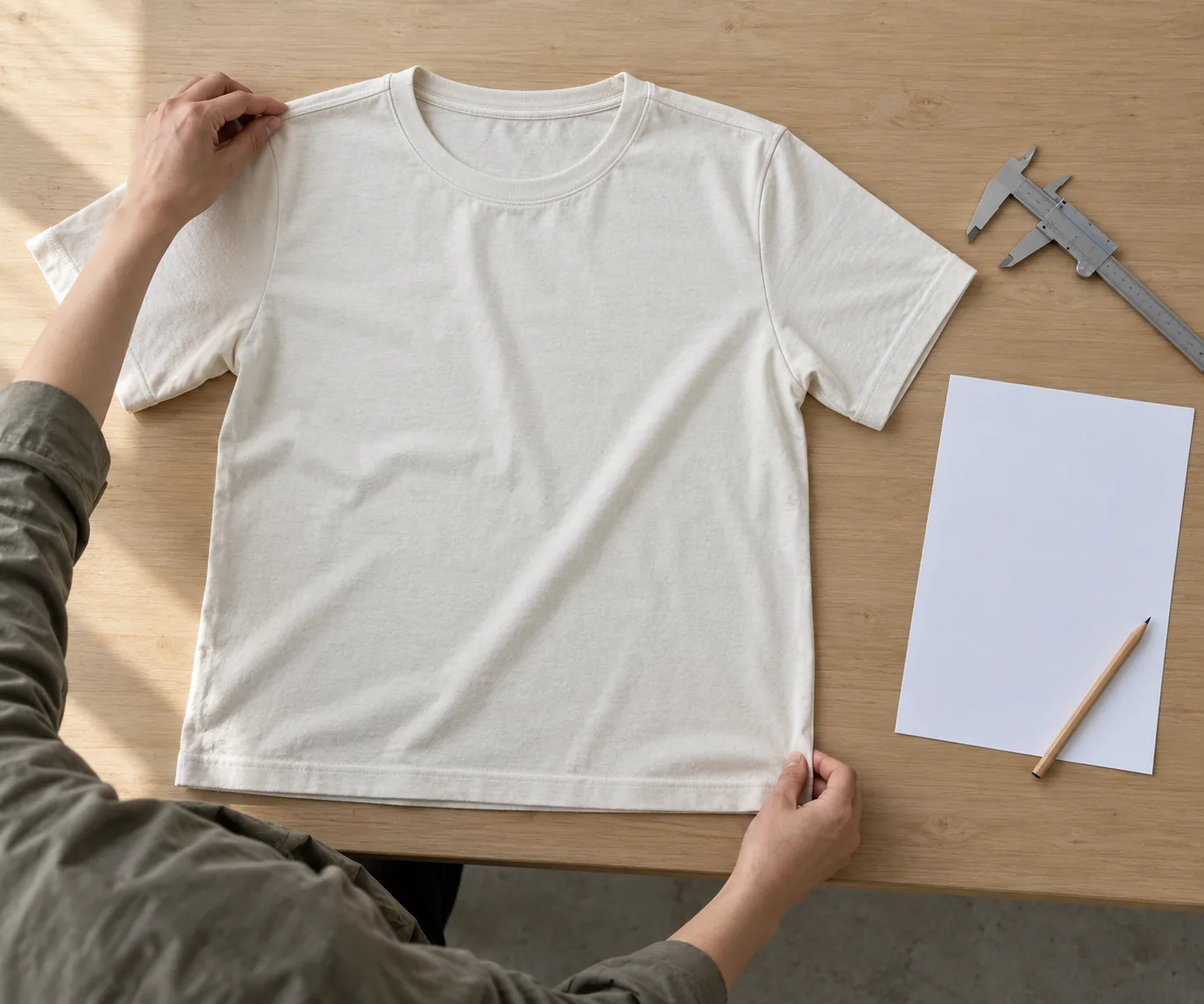 Garment sample and measurement tools arranged for a structured review